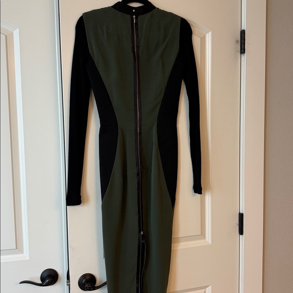 Victoria Beckham Chic Olive and Black Long Sleeve Dress - Picture 7 of 8